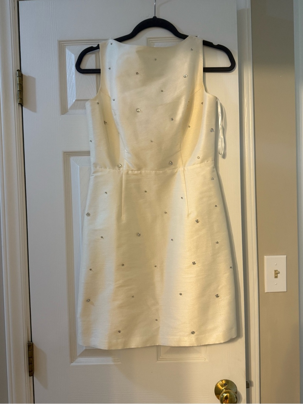Sachin + Babi Cream Mini Dress with Crystal Embellishments